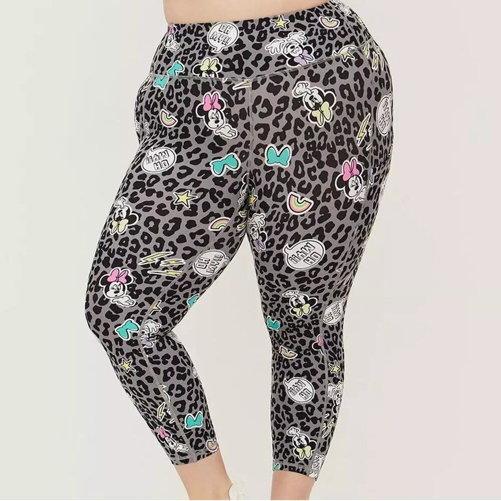 Torrid Plus Size 3 Disney Leopard Minnie Mouse Active Gym Crop Pants Leggings 3X